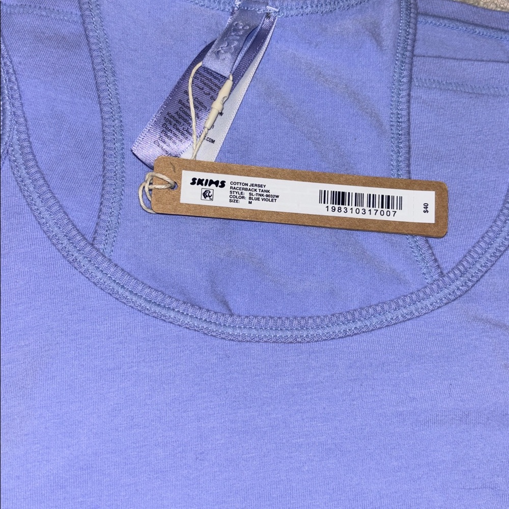 SKIMS NWT Cotton Jersey Racerback Tank - Blue Violet - Picture 6 of 6